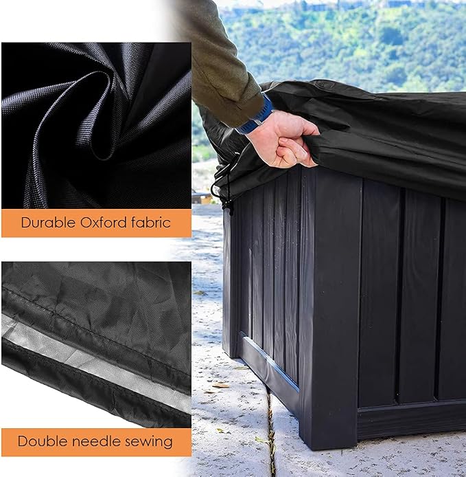 Deck Box Cover Waterproof Heavy Duty Patio Ottoman Cover All Weather Protection Outdoor Large Deck Cover Rectangular for Keter Suncast Lifetime
