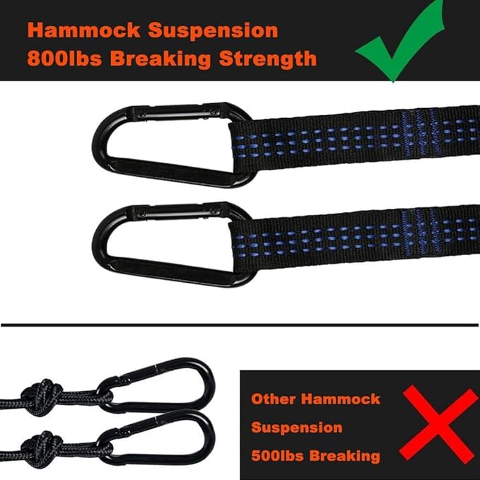 Double Hammock,mosquito Net Camping,Comfortable and Breathable, Easy to Carry, Made of Nylon, 118 Inches Long, Multi-scenario Hammock for Camping and Gardening(Orange,260X140CM)