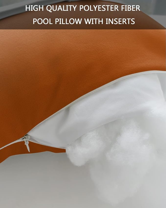Outdoor Chaise Lounge Head Pillow, Fall Orange Throw Pillow Soft Lumbar Pillows with Elastic Straps and Insert, 1 Pack Headrest Cushion for Patio Pool Beach Autumn Ombre Color 11"x16"