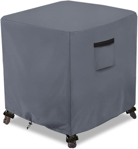 Waterproof Outdoor Ottoman Cover Square,600D Heavy Duty Patio Small Side Table Cover,Patio Furniture Covers for End Table 25" W x 25" D x 18" H,Grey