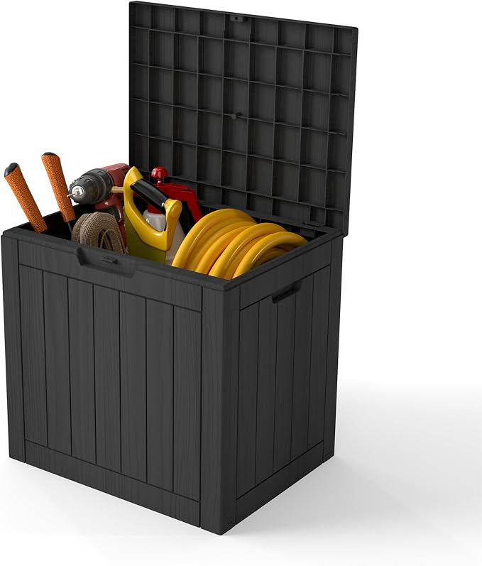 35 Gallon deck box Outdoor Cushion Storage Waterproof, Outdoor Storage Box with Lockable Lid & UV-Resistant for Patio Furniture, Outdoor Cushions, Garden Tools and Pool Supplies, Black
