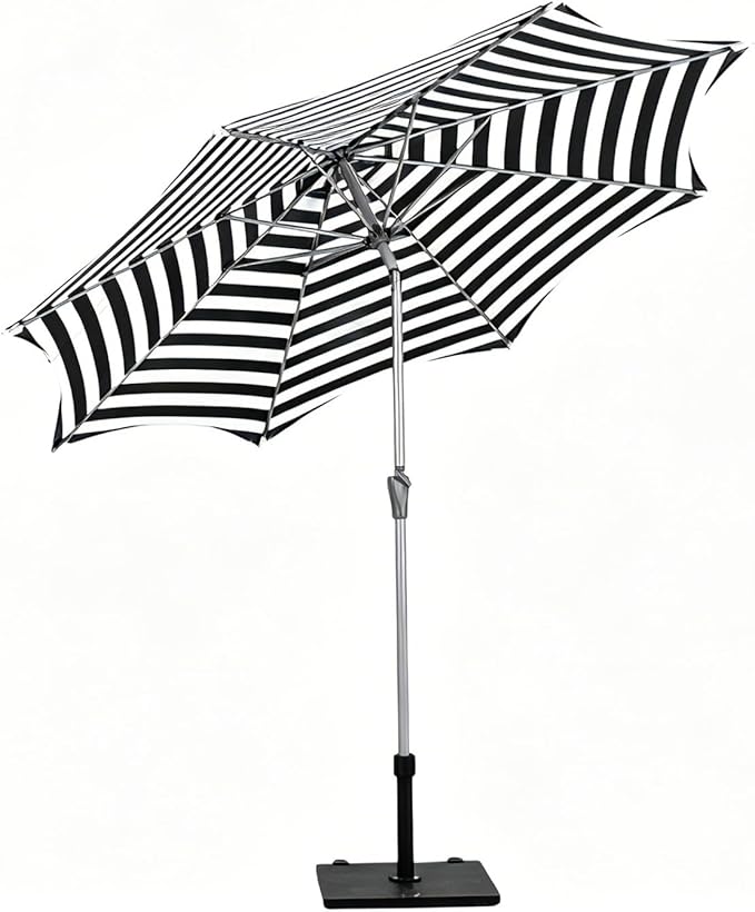 Tempera Patio Umbrellas Arc Edge Outdoor Table Market Umbrellas with Crank & Pust Button Tilt|Auto-Tilt, 8 Steel Ribs, High Color-Fastness Canopy