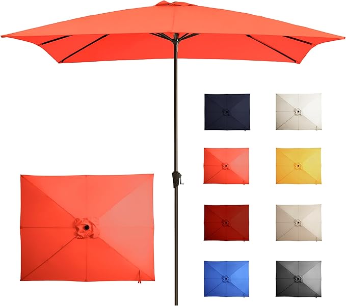 Ayge 8x10FT Large Rectangular Patio Umbrella Outdoor Table Umbrella w/Crank Rectangle Market Umbrella UV Protection for Garden, Deck,Lawn,Yard & Pool,Orange