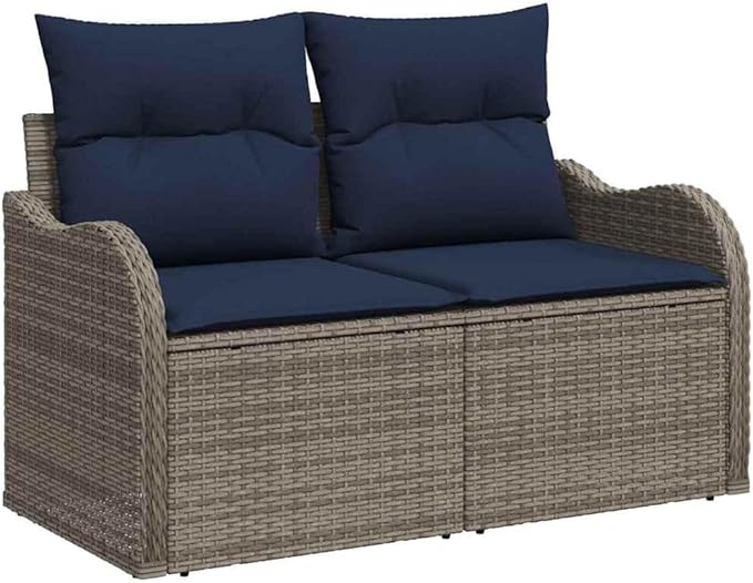 Garden Sofa Set Grey Poly Rattan Outdoor Furniture Set for Patio Conversation Sets
