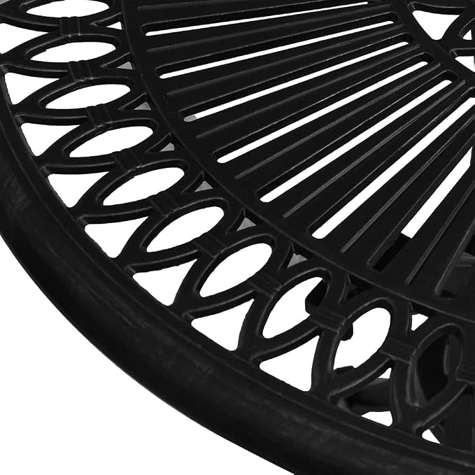 (Fast Delivery) Cast Aluminum Dining Table Outdoor Retro Bistro Table Round Dining Table with Umbrella Hole for Patio or Garden Garden Table Black 24.4"x24.4"x25.6" Cast Aluminum