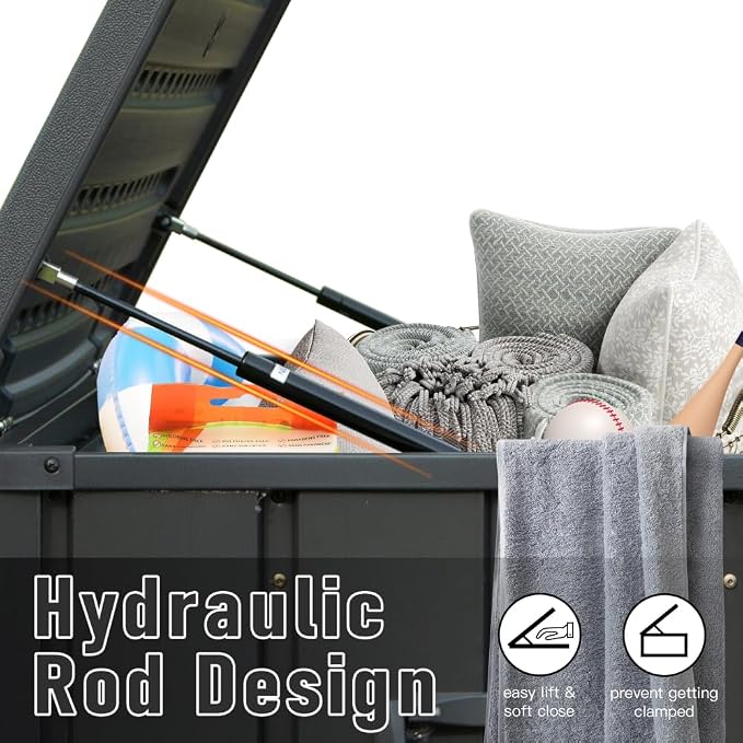 Large 120-Gallon Waterproof Outdoor Storage Box for Patio, Deck, or Poolside – Durable Weather-Resistant Design with Lockable Lid (100 Gallon W/Resin Lid (Dark Gray))