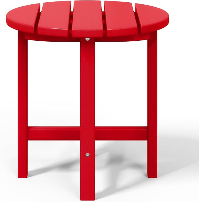 WestinTrends Dylan Adirondack Round Outdoor Side Table, Red