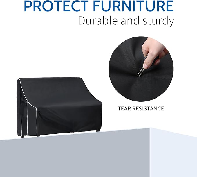 FORSPARK Patio Furniture Sofa Covers 85W x 37D x 35H 3-Seater inch Outdoor Waterproof Couch Loveseat Bench Cover, Black