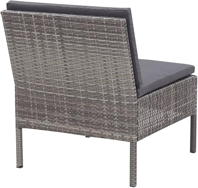 Patio Lounge Set with Cushions,Outdoor Furniture,Outdoor Furniture Sets,Patio Conversation Sets,for Garden,Deck,Backyard,3 Piece Poly Rattan Gray