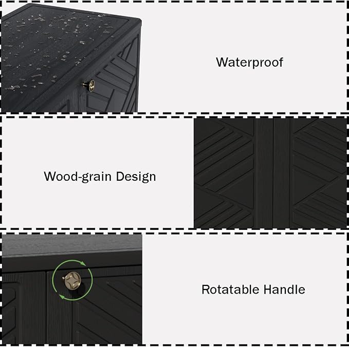 Mrosaa Outdoor/Indoor Storage Box,Resin and Plastic Storage Cabinet Waterproof,Outdoor Cabinet for Patio/Garden/Balcony/Backyard/All Room(with 3 Shelves)-Black