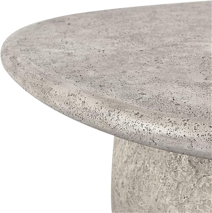 Kosas Home Britney 42-Inch Light Gray Concrete Stone Round Outdoor Coffee Table