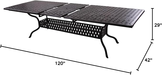 Darlee Series 30 Extendable Patio Dining Table in Antique Bronze
