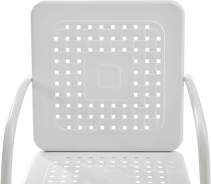Crosley Furniture Bates 3-Piece Outdoor Chair and Side Table Set, Retro Metal Bistro Patio Conversation Sets, White Gloss and White Satin