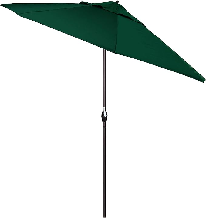 California Umbrella 7.5' Round Sunbrella Aluminum Outdoor Deck, Pool or Patio Umbrella, Crank Lift, Auto Tilt, Bronze Pole, Forest Green
