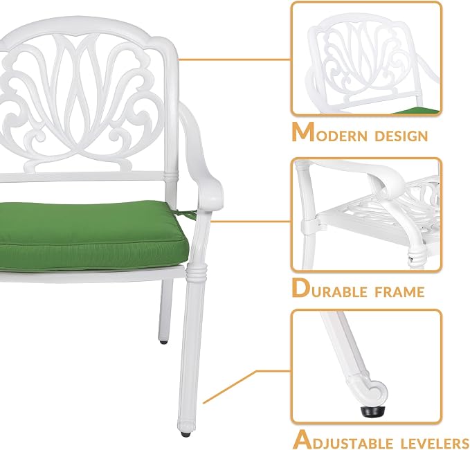 9-Piece Patio Dining Set, Outdoor Patio Table and Chair Set of 84” Oval Cast Aluminum Dining Table with Umbrella Hole and 8 Outdoor Dining Cushion Chairs, Patio Funiture Set, White