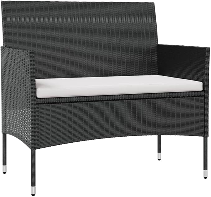 Backyard Furniture Patio Conversation Sets Outdoor Seating 8 Piece Patio Lounge Set with Cushions Poly Rattan Black Suitable for Swimming Pool, Courtyard, Garden