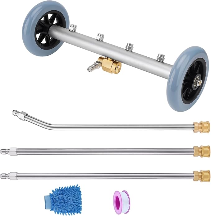 Undercarriage Pressure Washer Cleaner,Water Broom for Power Washer Undercarriage Attachment with Extension Wands,Wash Mitt, 4000 PSI (16 inch Blue)