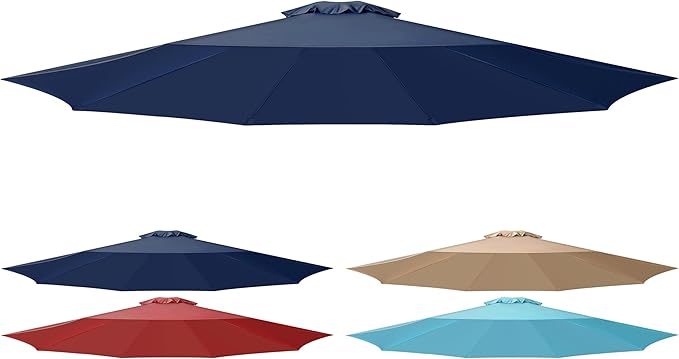 Simple Deluxe 9' Patio Umbrella Replacement Canopy Only Outdoor Table Market Yard Umbrella Replacement Top Cover with 8 Ribs, Dark Blue