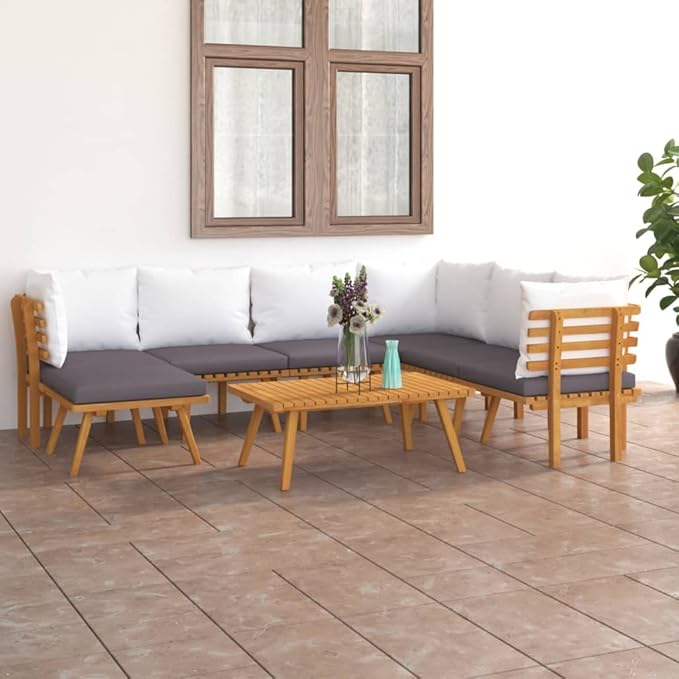 Patio Lounge Set with Cushions,Patio Furniture Sets,Patio Conversation Sets,Outdoor Furniture Sets,for Garden,Backyard,Outdoor,8 Piece Solid Acacia Wood