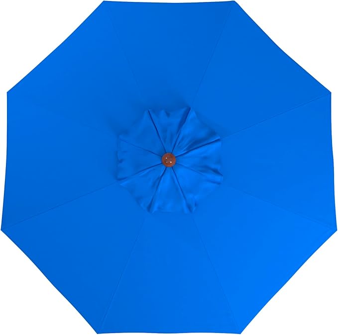 California Umbrella 9' Premium Commercial Hardwood Patio Umbrella, Manual Lift With Pacifica Pacific Blue Fabric