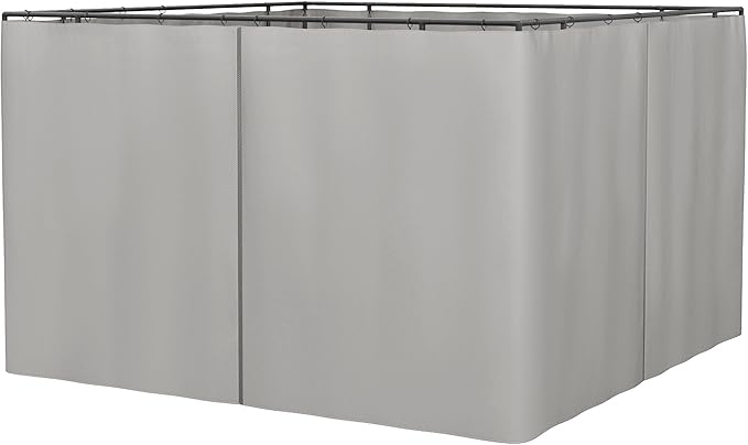 Outsunny 10' x 10' Universal Gazebo Sidewall Set with Panels, Hooks and C-Rings Included for Pergolas and Cabanas, Light Gray
