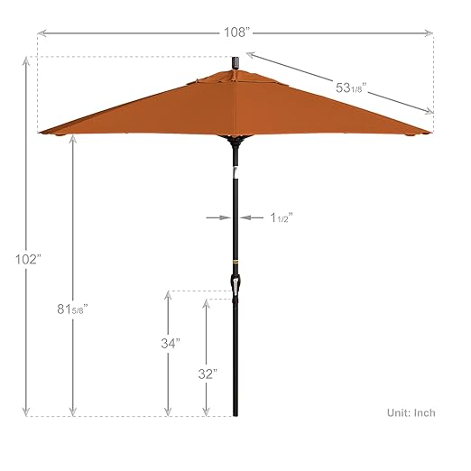 California Umbrella 9' Round Aluminum Patio Umbrella, Crank Lift, Push Button Tilt, Bronze Pole, 4-year Non-fading fabric, Tuscan
