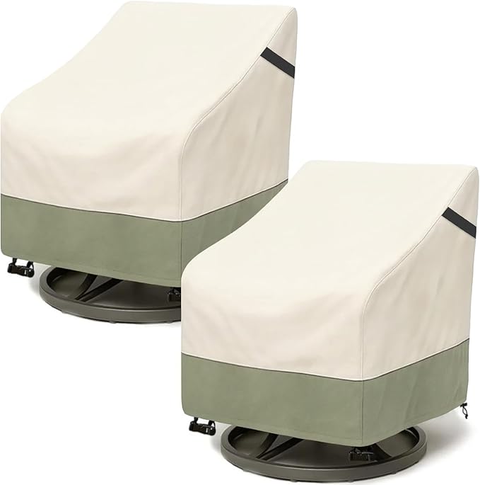 Outdoor Swivel Chair Cover 2 Pack,600D Heavy Duty 100% Waterproof Outdoor Chair Covers,Patio Furniture Covers for Swivel Patio Chairs,35" W x 37" D x 36" H,Beige