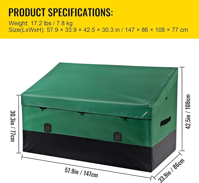 Happybuy 230 Gallon Outdoor Storage Box, Waterproof PE Tarpaulin Deck Box, Patio Garden Organizer