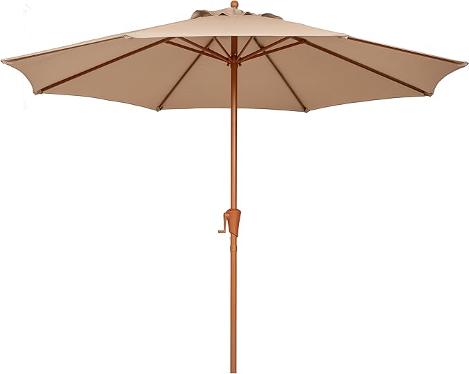 Sunnyglade 9FT Outdoor Patio Umbrella, Market Table Umbrella with 8 Sturdy Ribs and Crank System, Fade-resistant & Waterproof for Garden Backyard Poolside Deck