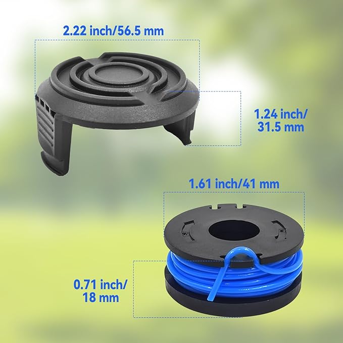 JOJOCY Weed Eater String Trimmer Line 19115C-B, 0.065" 10FT Replacement String Trimmer Line for Harbor Freight Bauer 19115C-B 20V Cordless String Trimmer (12 Rolls + 2 lids)