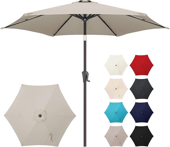 Jarka&Co 7.5ft Patio Umbrella Outdoor - Table Outdoor Umbrella with Push Button Tilt Waterprool UV Protection, Sun Umbrella for Pool, Porch, Garden, Deck, Backyard (Taupe)