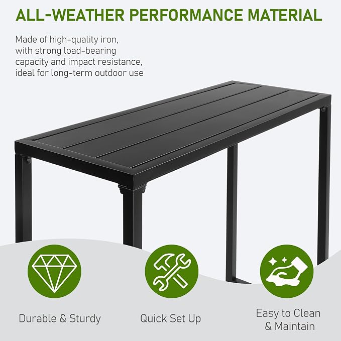 Outvita Outdoor Bar Table, 37" Height Patio Pub Table with Waterproof Frame and Adjustable Foot for Hot Tub, Patio, Backyard, Balcony, Hallway, Bistro Rectangle, Black