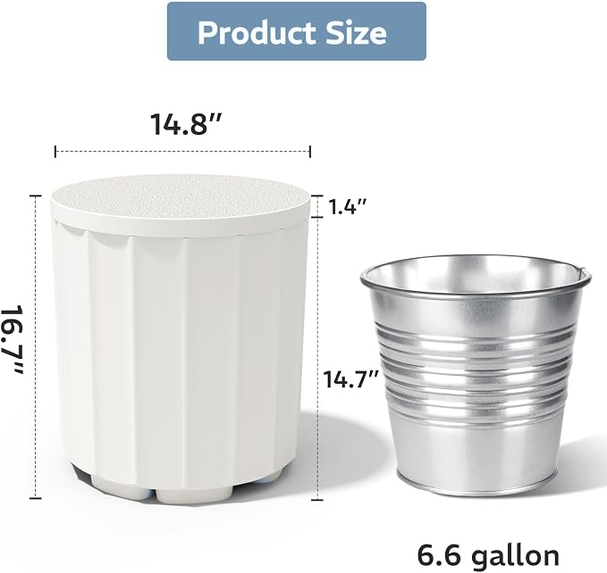 Outdoor Cooler Side Table, 2-in-1 Versatile Ice Cooler Table All-Weather Resistant, Broad Fluted Outdoor Accent Table with Hangable Lid for Patio Decor, Deck, BBQ, Beach, White
