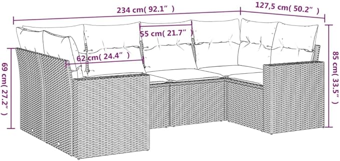 Garden Sofa Set Black, Cream White Outdoor Conversation Set Patio Dining Ensemble for porches Gardens
