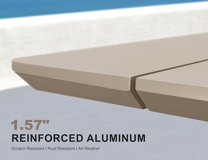 PURPLE LEAF 189-Inch Aluminum Patio Dining Set for Grand Party Hosts, 13-Piece Outdoor Dining Table and Chairs with Sun-Resistant Olefin Cushions for Backyard Dinner Parties and Poolside Hosting Beige