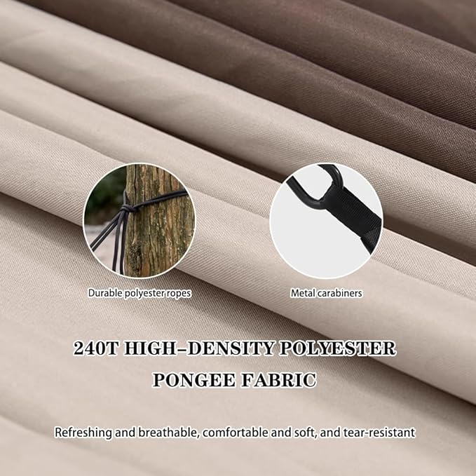 Outdoor Creative Color Matching Double Hammock, Garden Anti-Rollover Hammock Chair, Storage Bag/Carabiner/Rope, Load Bearing 300kg/661.4lbs(Brown)