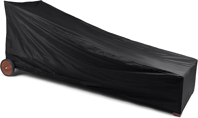 Covermates Classic Chaise Lounge Cover – Weather-Resistant Vinyl Outdoor Furniture Cover with Mesh Vent, Elastic Hem, UV Protection, Lightweight Patio Chair Cover, 30W x 82D x 38H, Black