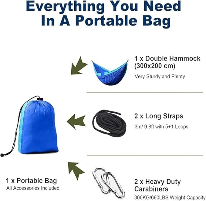 Hammock Portable Camping Nylon Parachute Fabric Outdoor Hiking Survival Balcony Rest Net Garden Hammocks Swing Adulls Sleeping Hammock Quick-Opening(B)