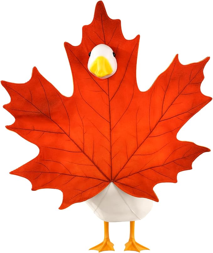 Fall Goose Outfit Autumn Maple Leaf Goose Costumes for Outdoor Decor | for 23''H Plastic/Cement Statues, Lawn Porch Goose Clothes Autumn Thanksgivng Garden Patio Decor