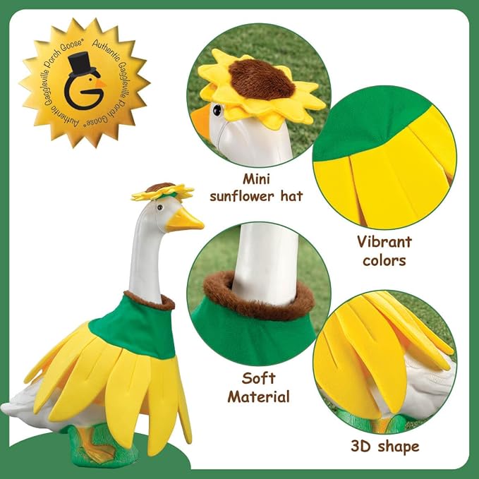 Gaggleville Sunflower Goose Outfit, Fits Large 23" H Statue, by Fox | Valley Traders