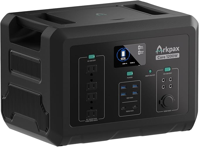 1200W Portable Power Station, 1024Wh LiFePO4 Battery Solar Generator 1.5 Hr Fast Charge with AC Outlet 2400W Surge for Camping Home Backup Power Emergency RVs(Solar Panel Optional)
