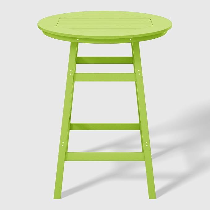 WestinTrends Malibu Outdoor 35" HDPE Round Patio Bar Height Table, Lime