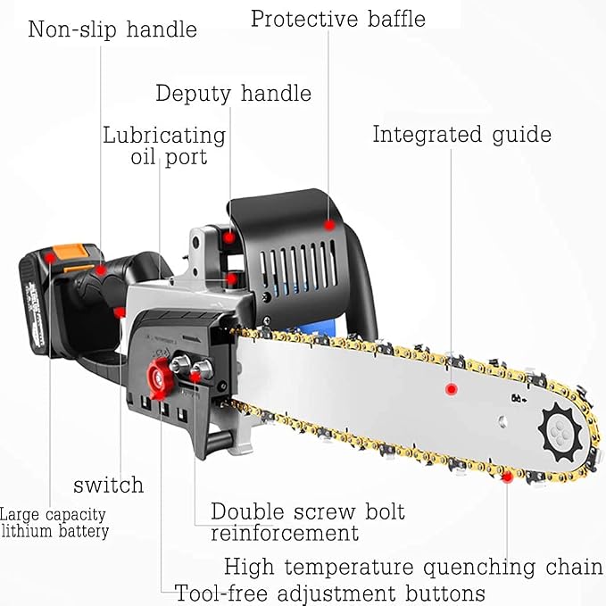 Cordless Chainsaw 16 7800mAh Power, 4800W Power, Dual Battery Drive, Used for Cutting and Felling Branches and Wood