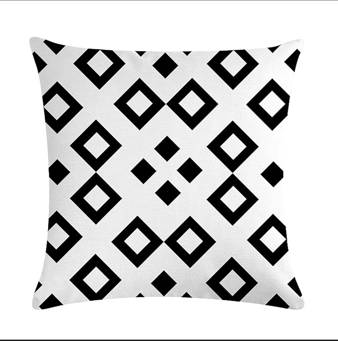 Pack of 4 Waterproof Outdoor Indoor Throw Pillow Covers 18x18 Inches Boho Black White Pillowcases Double Side Printed Cushion Covers for Garden Patio Furniture Sunbrella Sofa Couch, 45X45 cm
