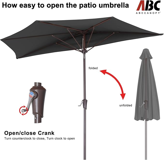 ABCCANOPY Patio Umbrella 10FT - Outdoor Half Umbrellas for Patio, Backyard, Garden, Deck (Deep Gray)