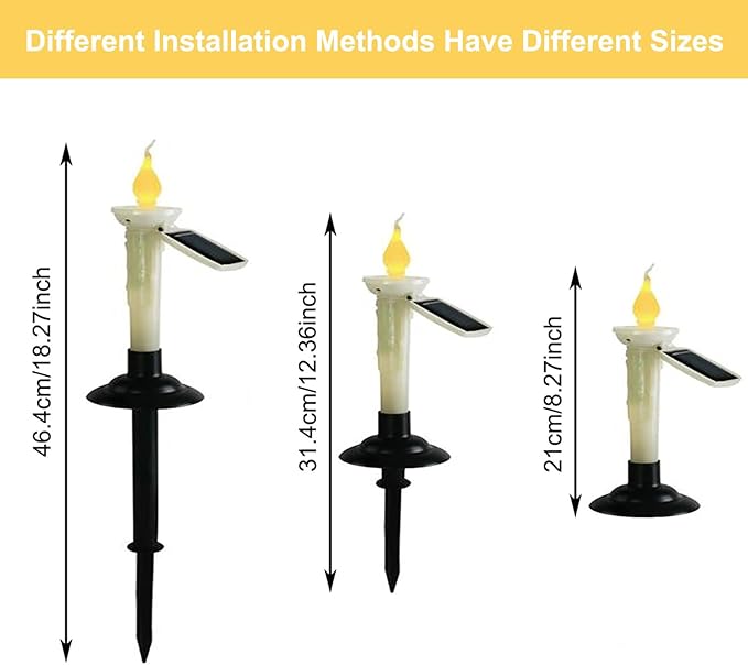 4Pcs Solar Taper Candles with Holders, Waterproof LED Candles Light Rechargeable Tapered Candlesticks with Dusk to Dawn Light Sensor for Outdoor Garden Patio Decor