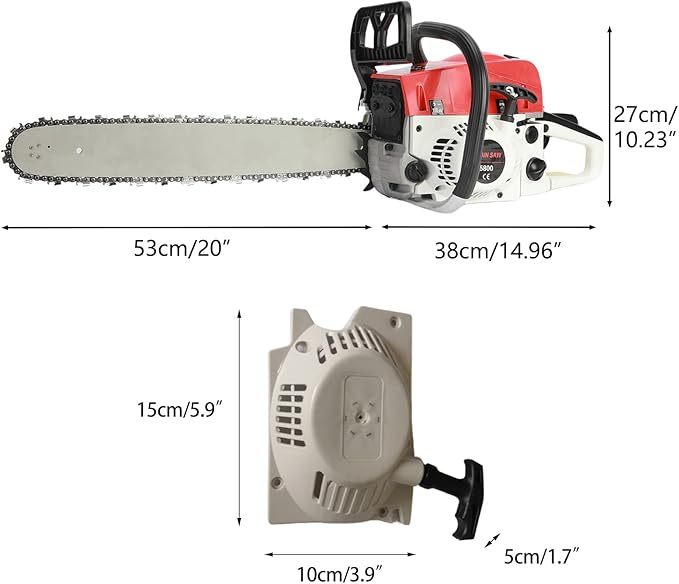 58CC Gas Powered Chain Saw, 20 Inches Cordless Chain Saw for Wood Cutting and Tree Trimming