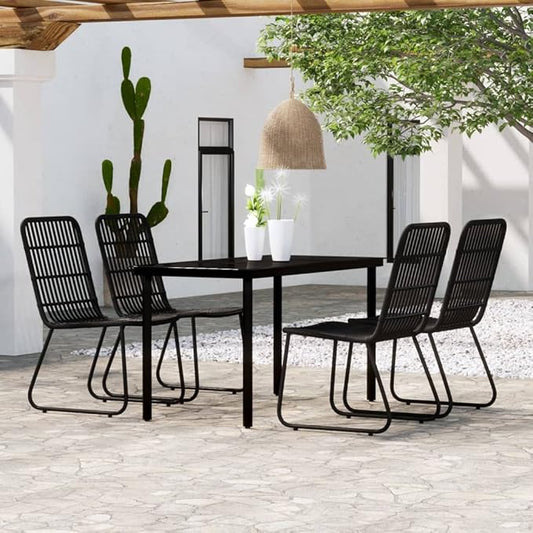 Backyard Furniture Patio Conversation Sets Outdoor Seating 5 Piece Patio Dining Set Black Suitable for Swimming Pool, Courtyard, Garden