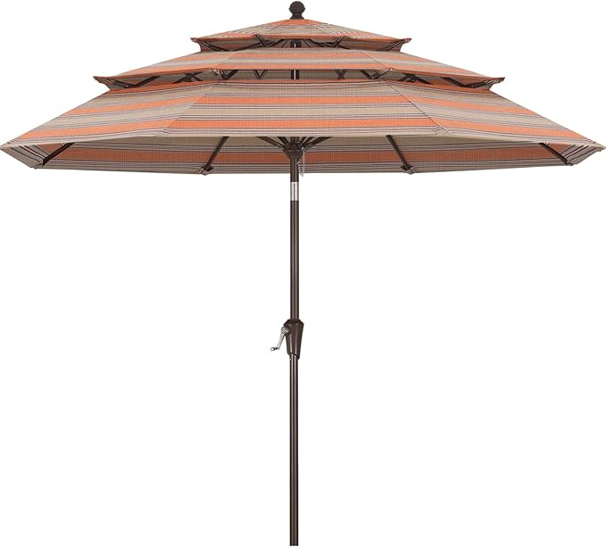 ABCCANOPY 5-Year 10-Year No Fading 9FT 3 Tiers Patio Umbrella, Outdoor Table Umbrella with 8 Sturdy Ribs for Deck, Backyard, Garden, Yard