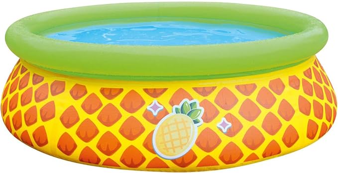 JLeisure Sun Club 17789 5 Foot x 16.5 Inch 1 to 2 Person Capacity Pineapple 3D Kids Above Ground Inflatable Outdoor Backyard Kiddie Swimming Pool